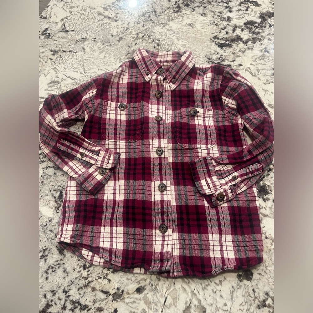 Girls 100%‎ Cotton Duluth Trading Co. button up plaid shirt 4T